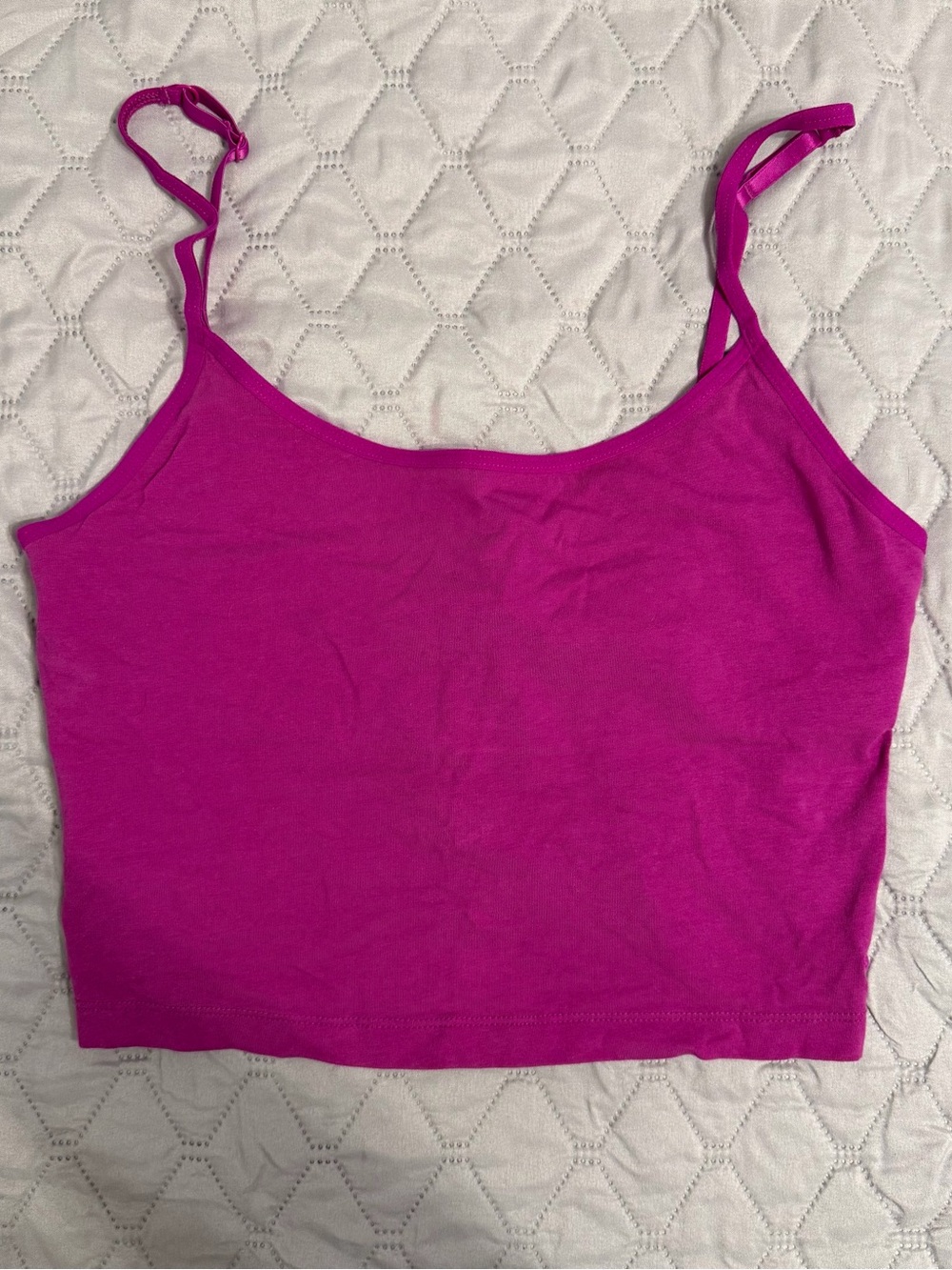 PINK Victoria's Secret Bright Fuchsia Spaghetti Strap Crop Camisole - Size M